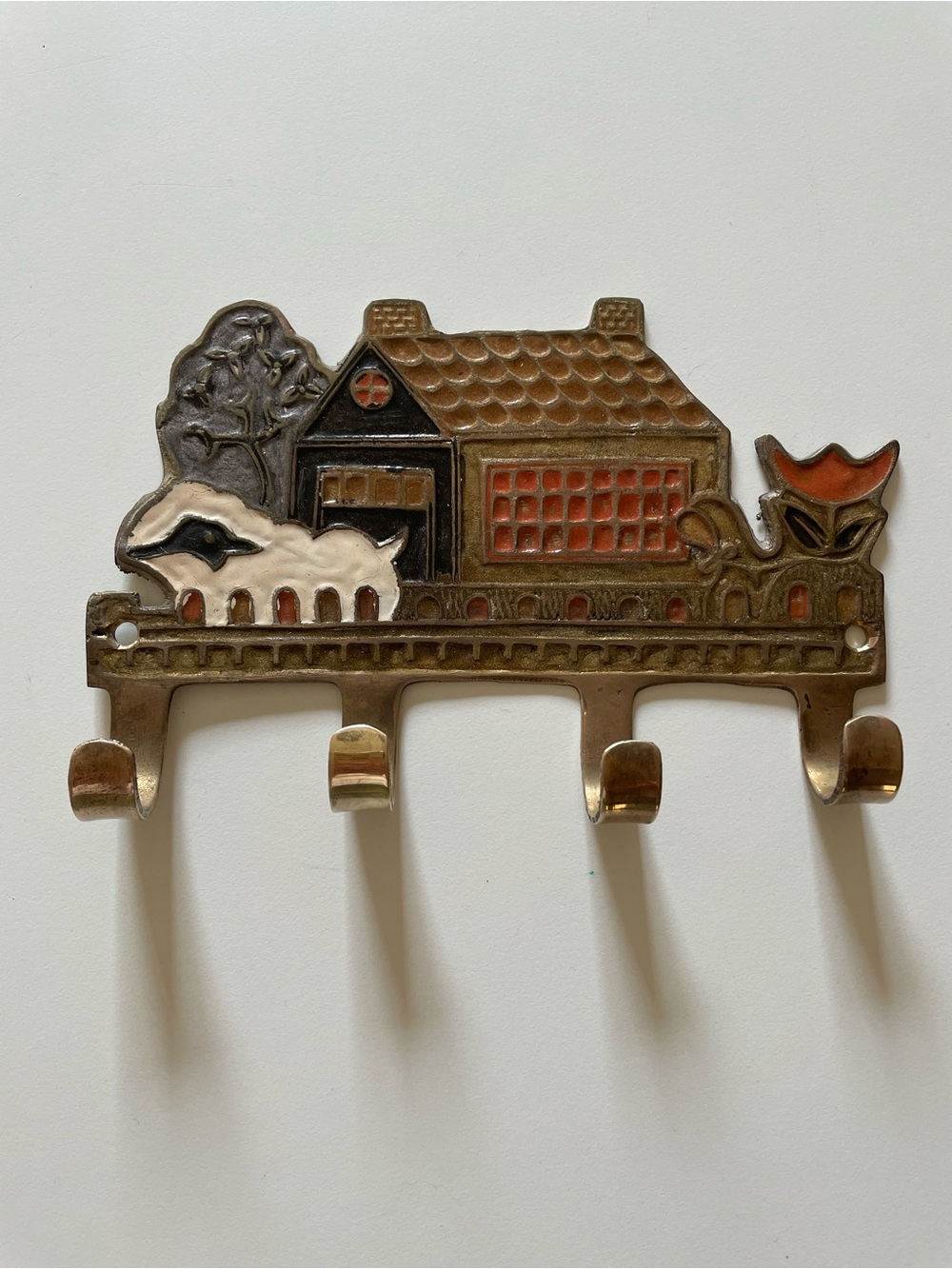 Vintage Brass Key-holder Hooks Cottage Farmhouse Boho